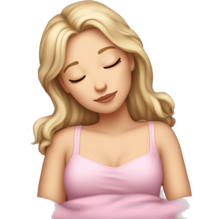 beautiful white girl sleeping pink  emoji