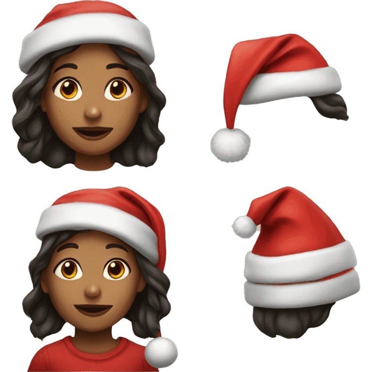 realistic portrait of girl with Santa hat  emoji