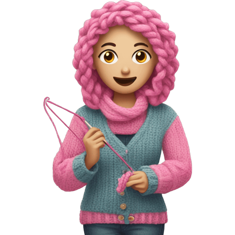 knitting with pinkie up emoji