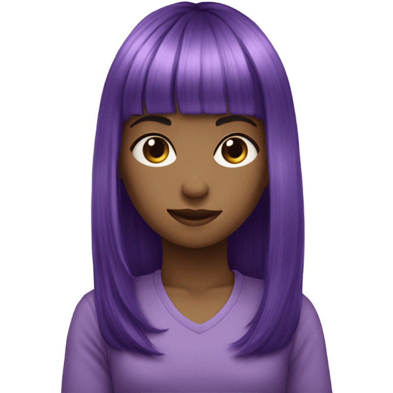 purple hair with bangs long hair emoji