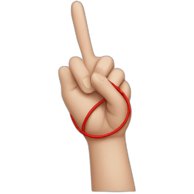 white hand doing peace sign with a red string on pointer finger resembling the don't forget string emoji