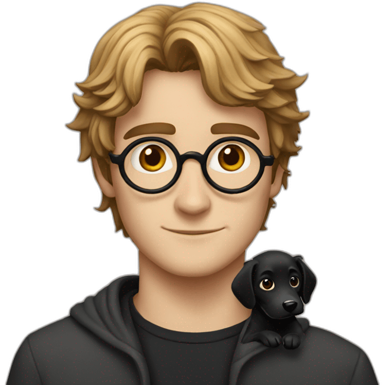 harry potter with black dog emoji