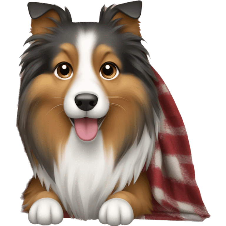 Shetland sheepdog with a blanket emoji