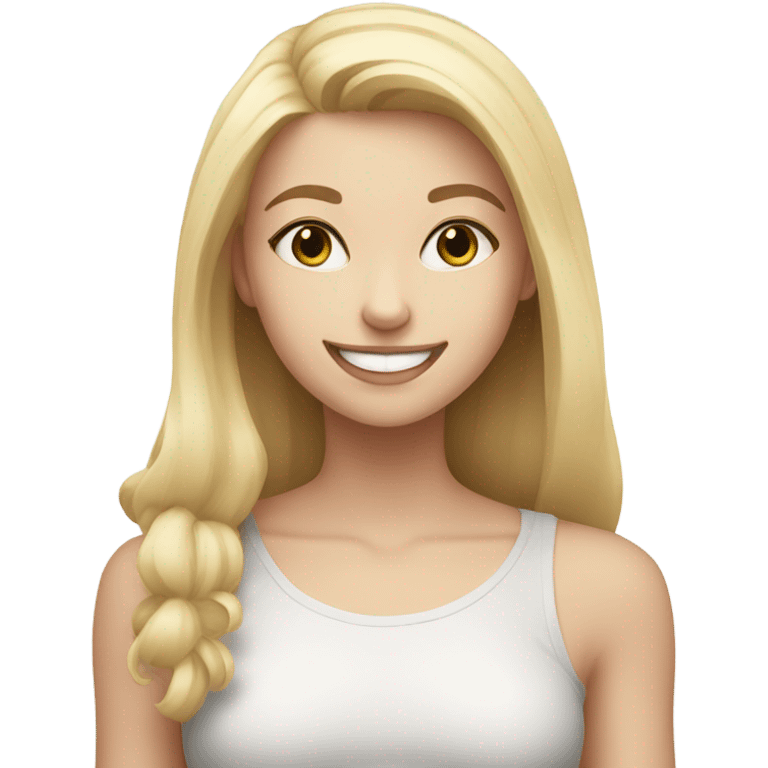 Blonde smiling girl with black and white cat indoors emoji