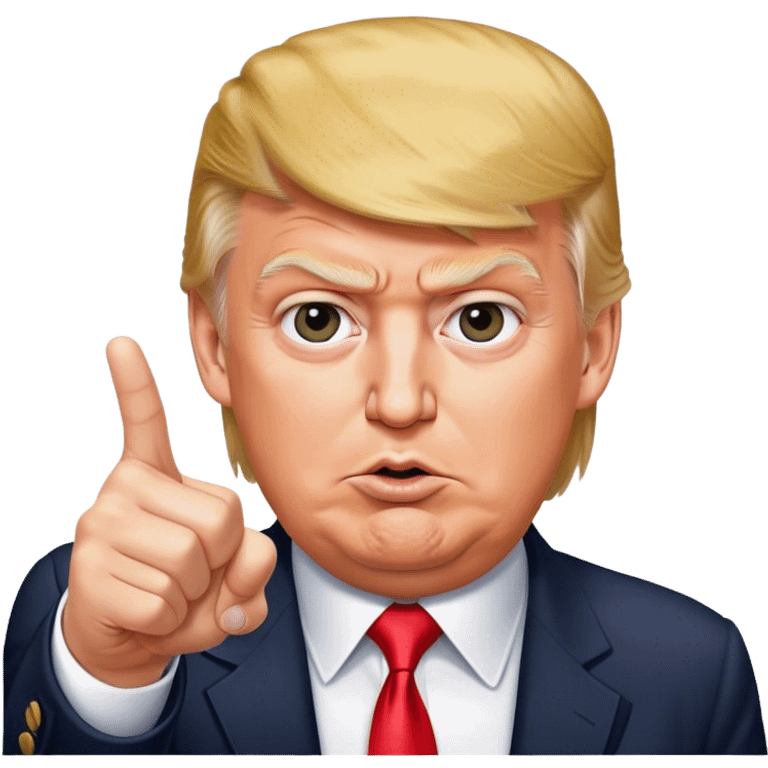 Super realistic Donald Trump pointing index finger up, realistic face emoji