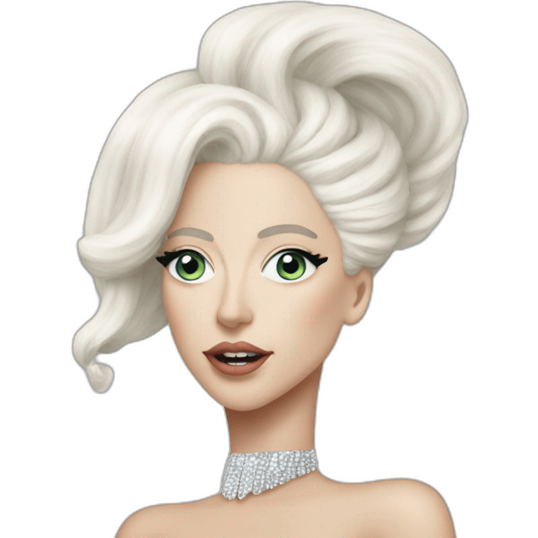 Lady Gaga On ARTPOP ERA,no eyebrows,white hair,crystals emoji