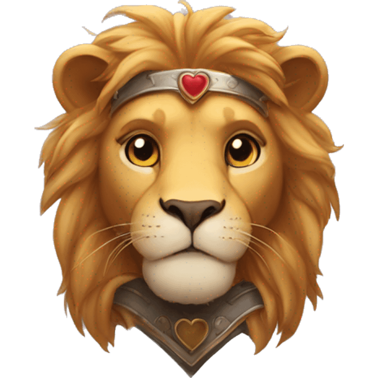 lion paladin in love, hearts in his eyes emoji