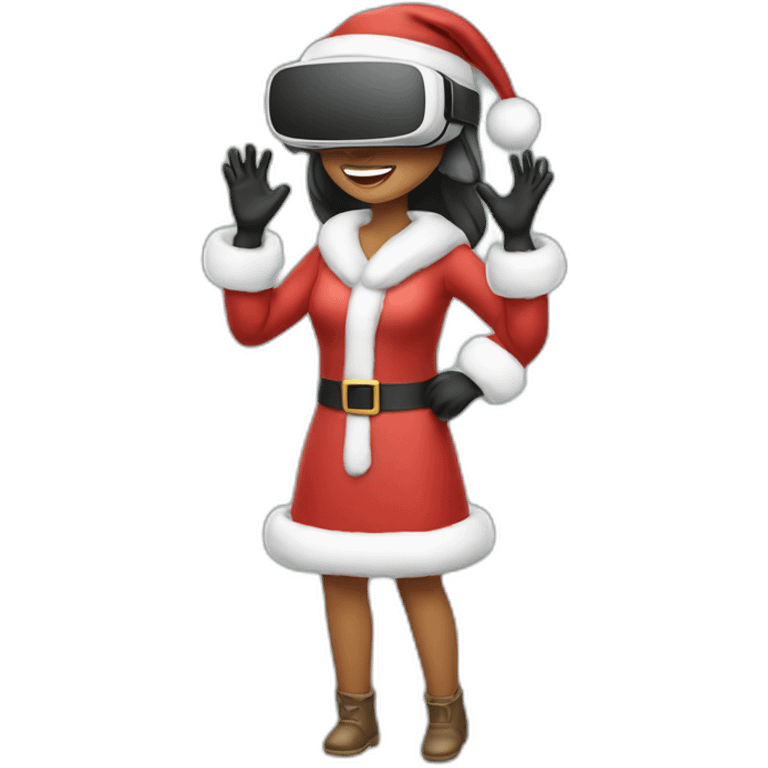 full body Christmas girl holding vr headset emoji