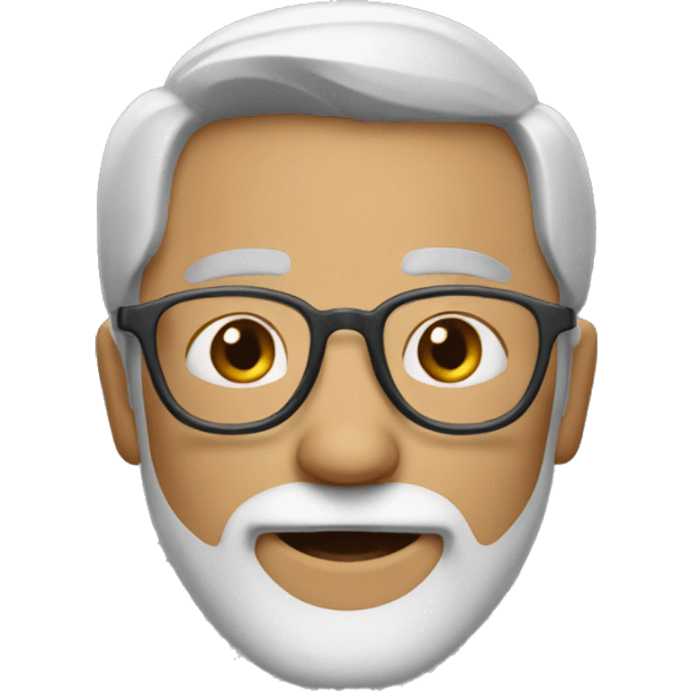 Create an emoji of a man with glasses, gray and white beard, very short gray hair, and with a facial expression of missing someone emoji