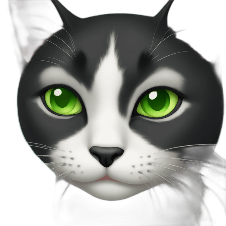 Black Cat with Green eyes kising emoji