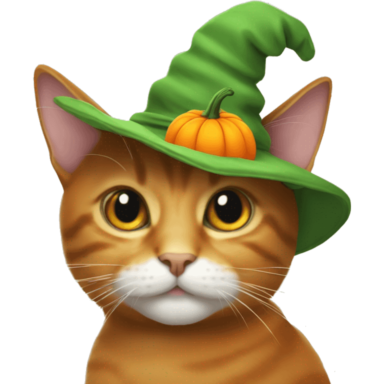 cat wearing a pumpkin as a hat emoji