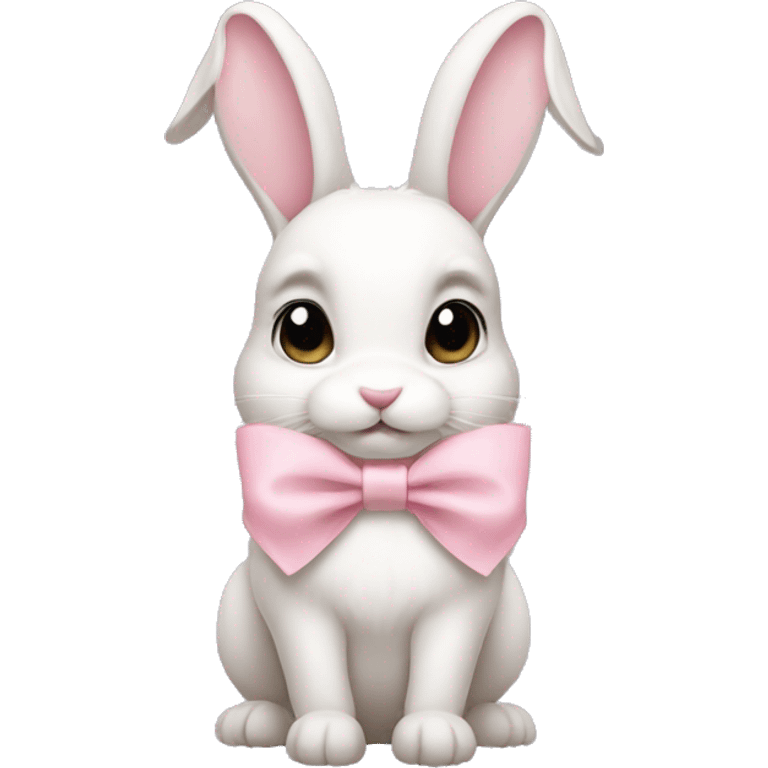 bunny with soft pink bow on ear emoji