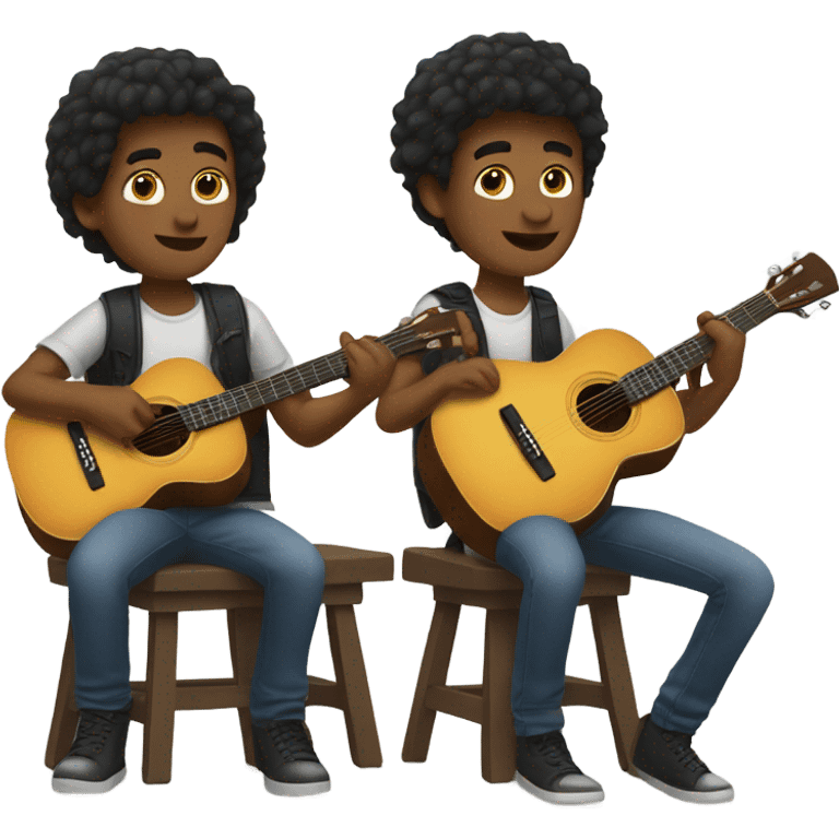 Two brothers playing guitar emoji