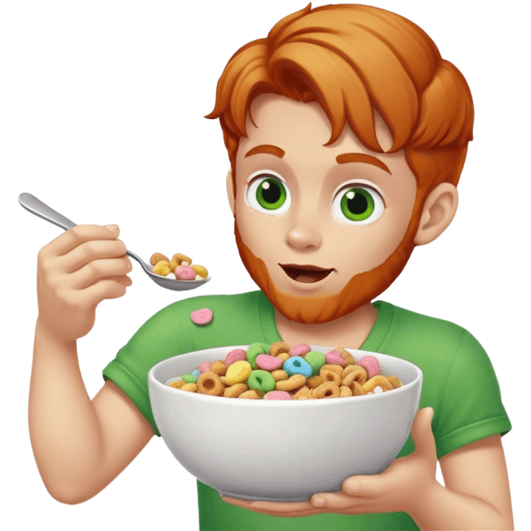 Ginger hair person eating lucky charms cereal emoji