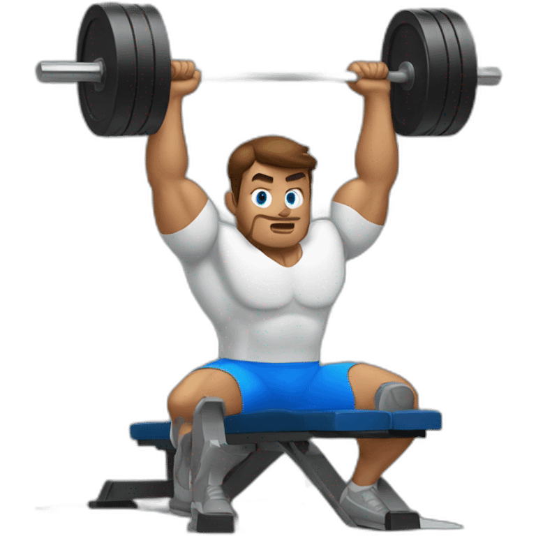 A man with blue eyes training at a bench press emoji