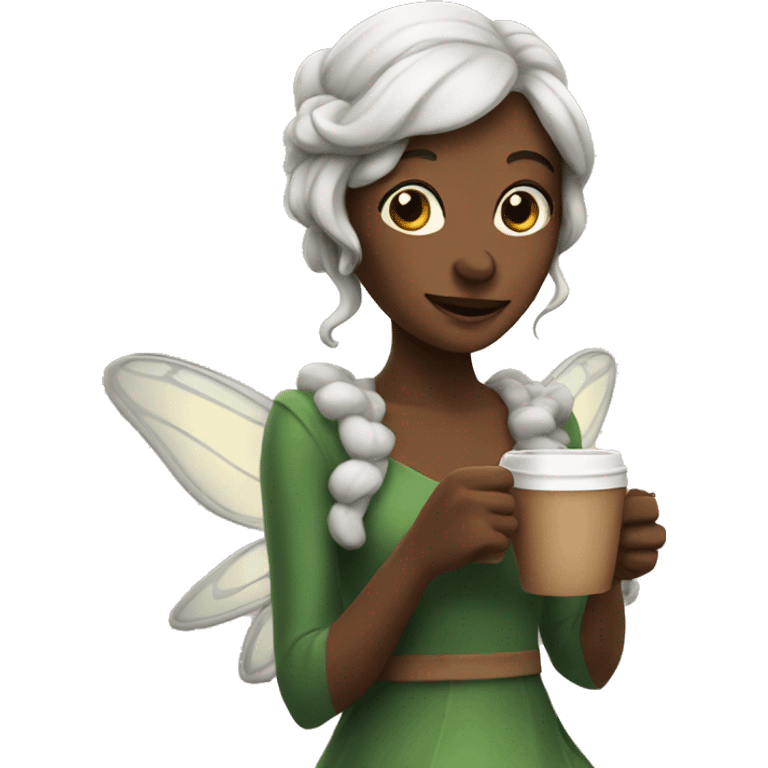 fairy with coffee in her hand emoji