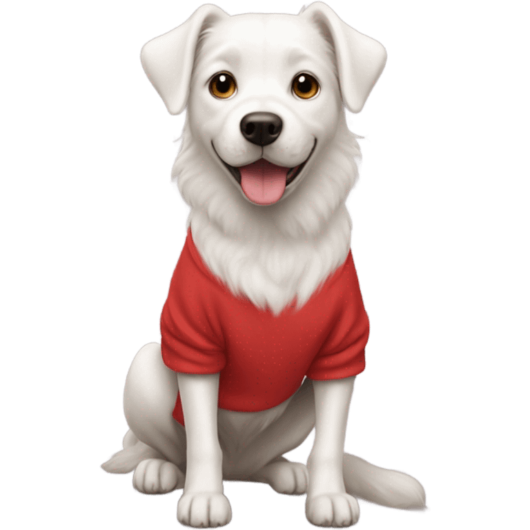 White dog with red sweatshirt  emoji