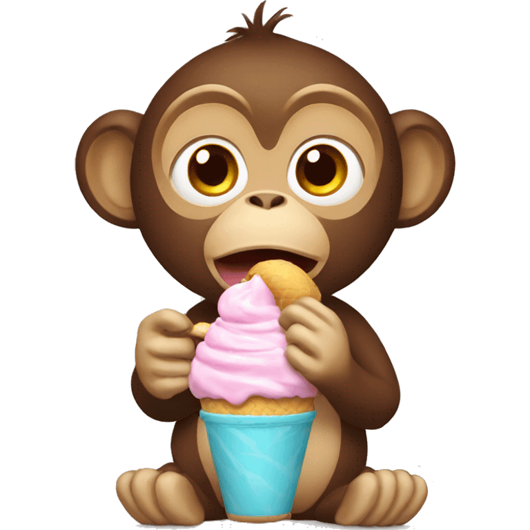 Monkey eating an ice cream emoji