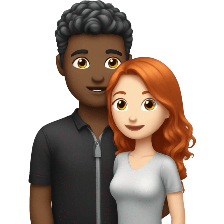 Redhead Girl Kissing silver/black haired man  emoji