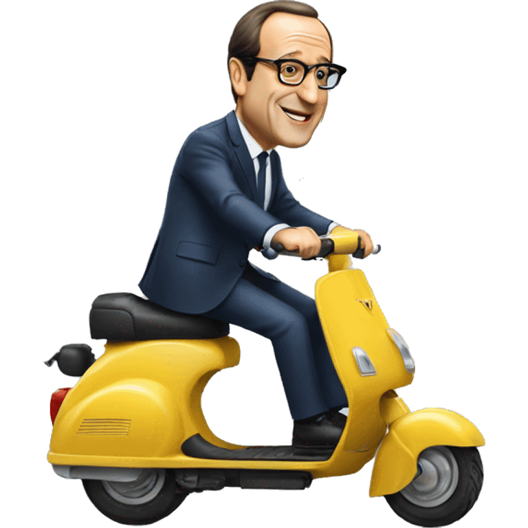 francois hollande en scooter allant à l'administration emoji