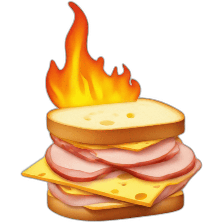 Ham and cheese sandwich on fire emoji