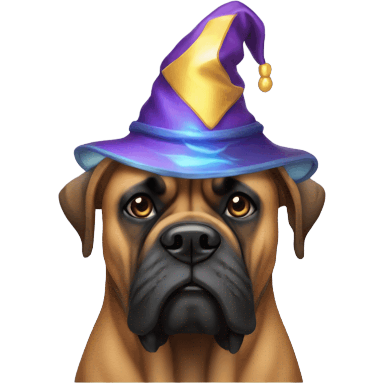 old bullmastiff with beard and wizard hat on emoji