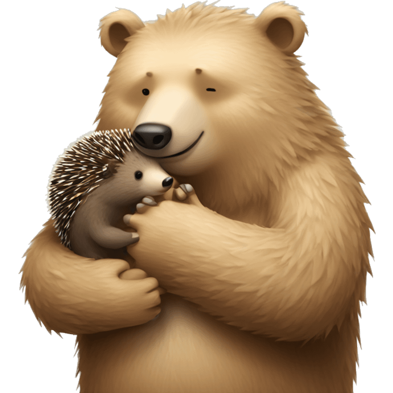 Bear hugging hedgehog emoji