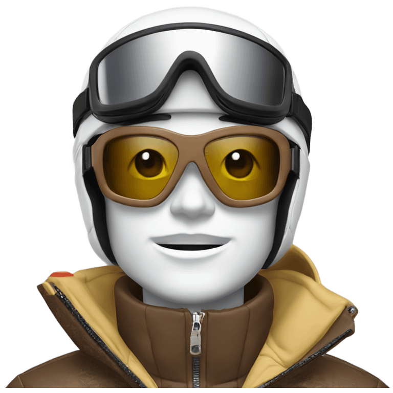 Skiing with Louis Vuitton ski goggles emoji