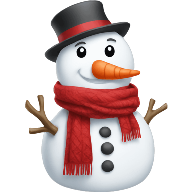 Snowman with red scarf  emoji