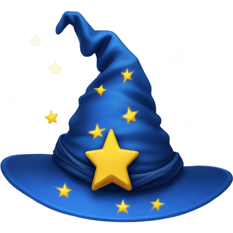 blue wizard hat with yellow stars emoji