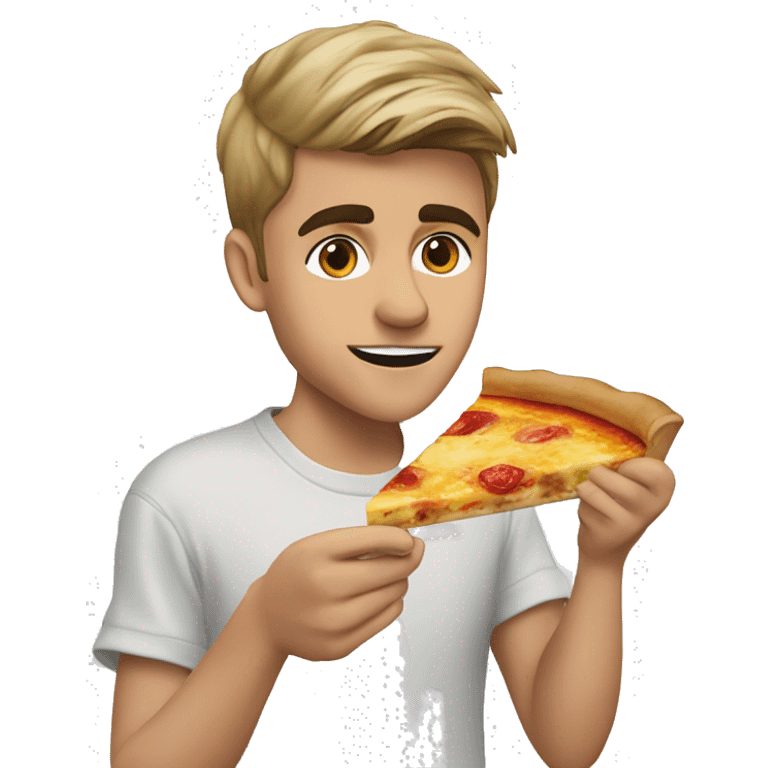 Justin Bieber eating a quiche emoji