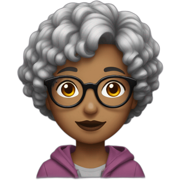 girl with short curly dark brown hair and harry potter glasses emoji