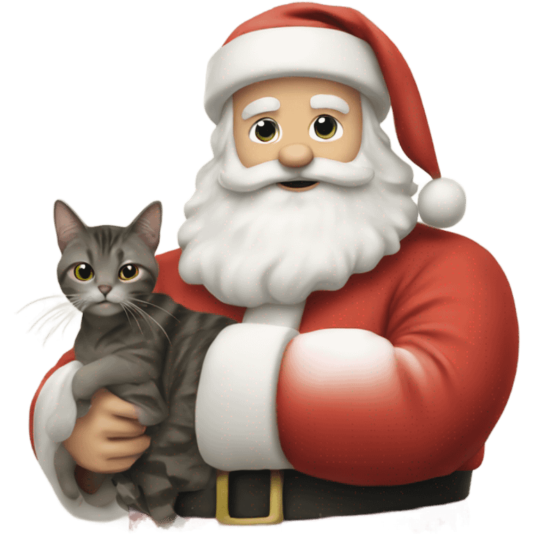 Santa holding a cat emoji