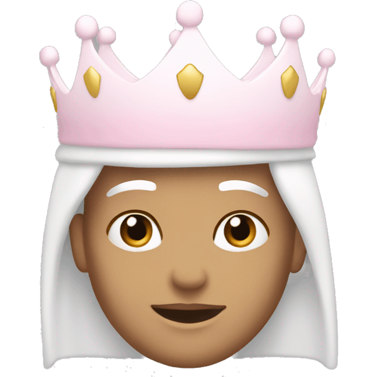 White and pastel pink crown emoji