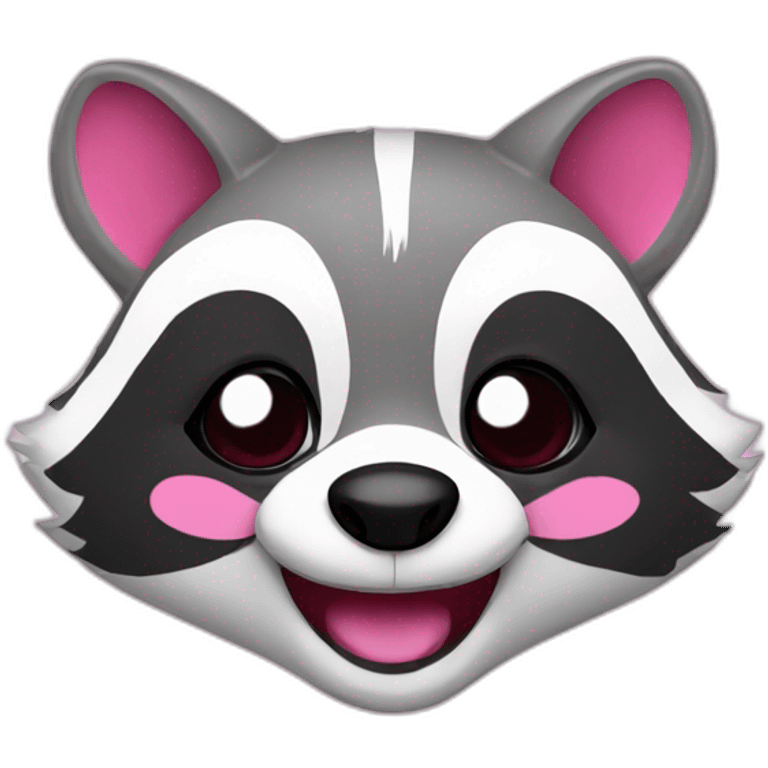 Pink cheerful raccoon emoji