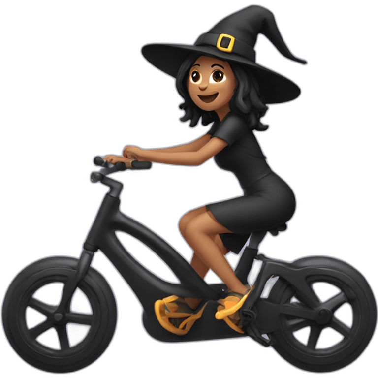 Cute witch riding spin bike emoji