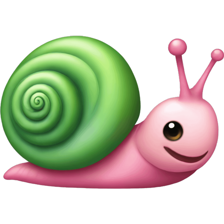 Cute pink and green snail emoji