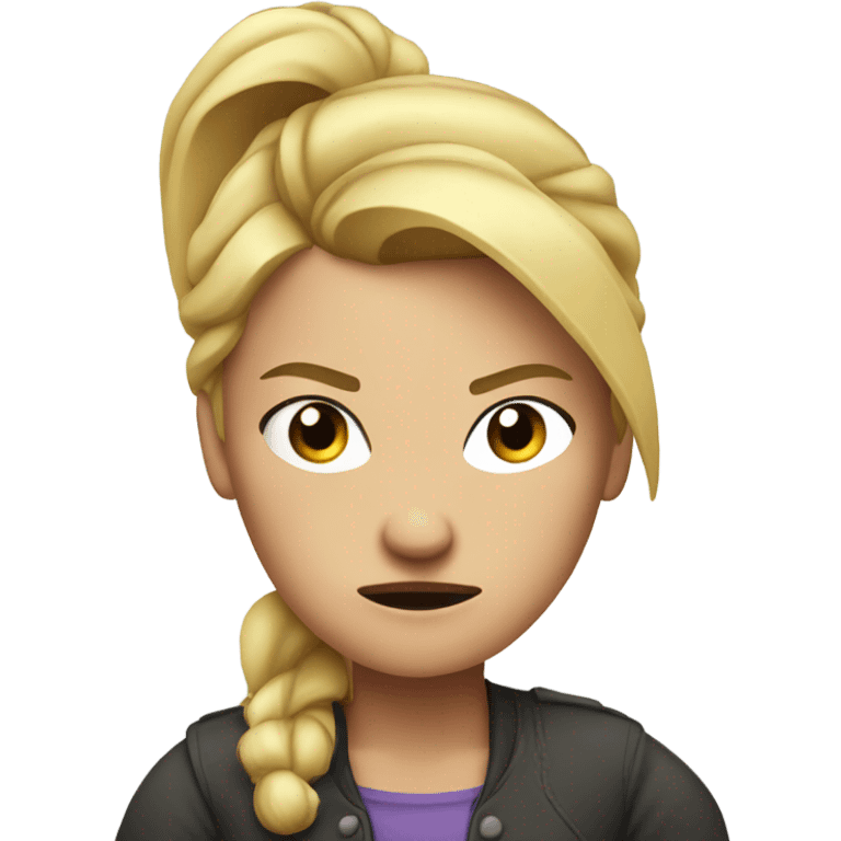 arms crossed angry woman blonde pony tail  emoji