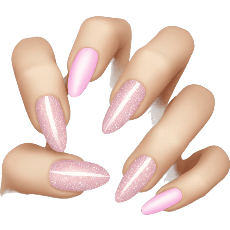 Light pink sparkly nails manicure emoji