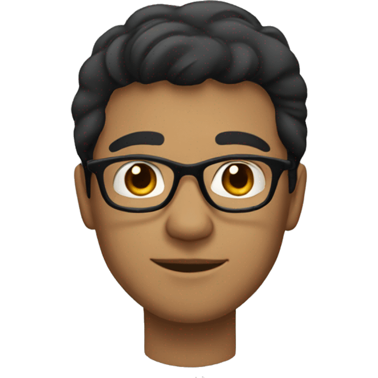 man, short black hair, tan, glasses emoji