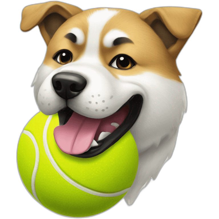 Akita dog playing with a tennis ball emoji