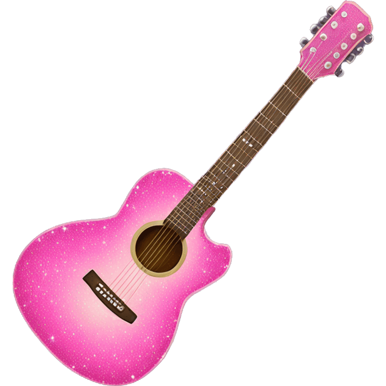 a very sparkly pink acoustic guitar emoji