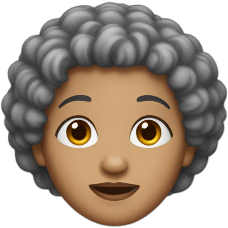 a brown grandma with black curly hair emoji