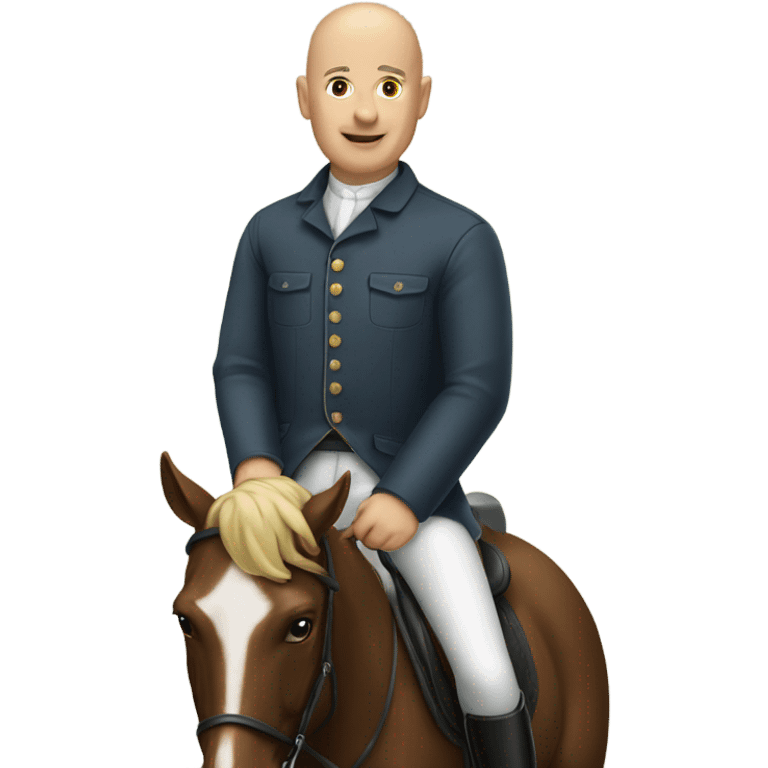 Bald man in riding clothes on horse emoji