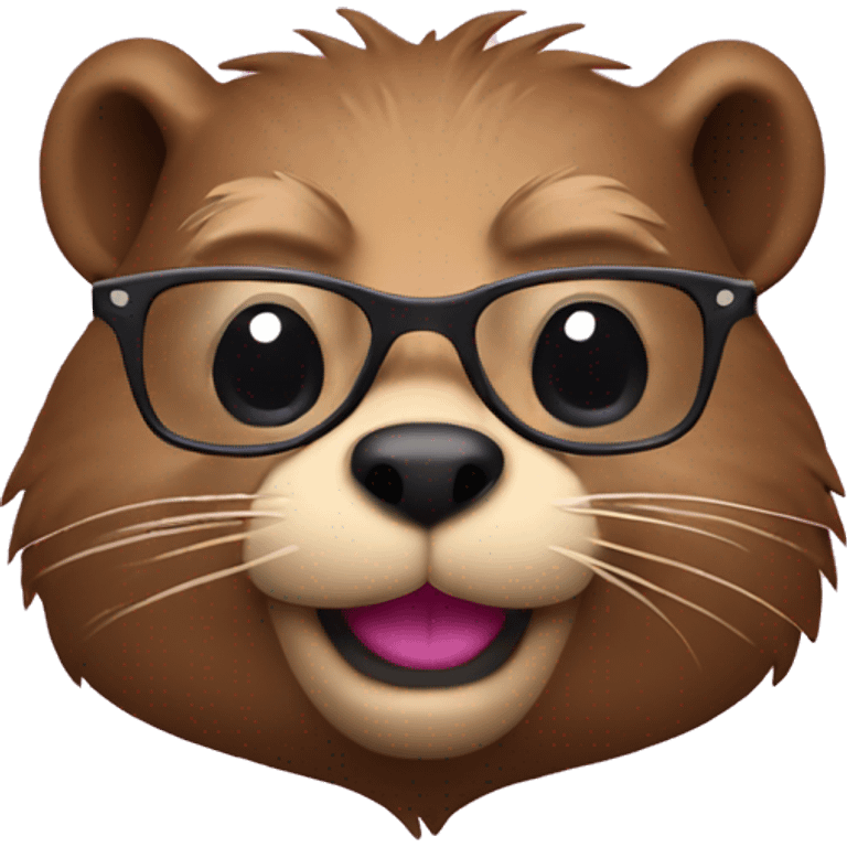 beaver in glasses with pink bunt emoji