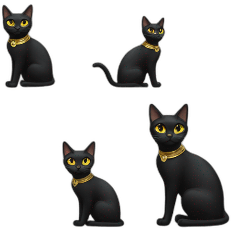 Black cat with a golden Egyptian eye collar emoji