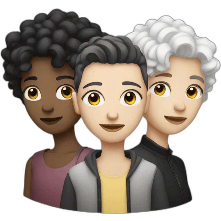 three faces white, black, non binary emoji