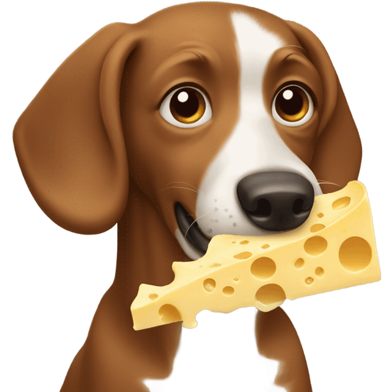 Brown dog eat cheese  emoji