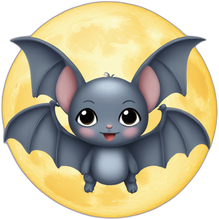 baby bat wings in front of moon emoji