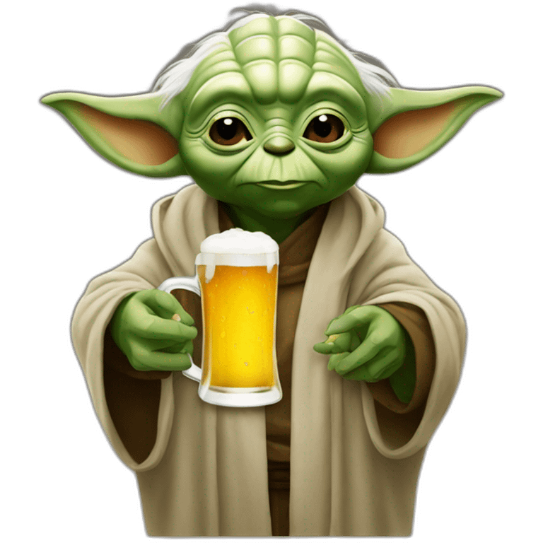 Yoda drinking a beer emoji